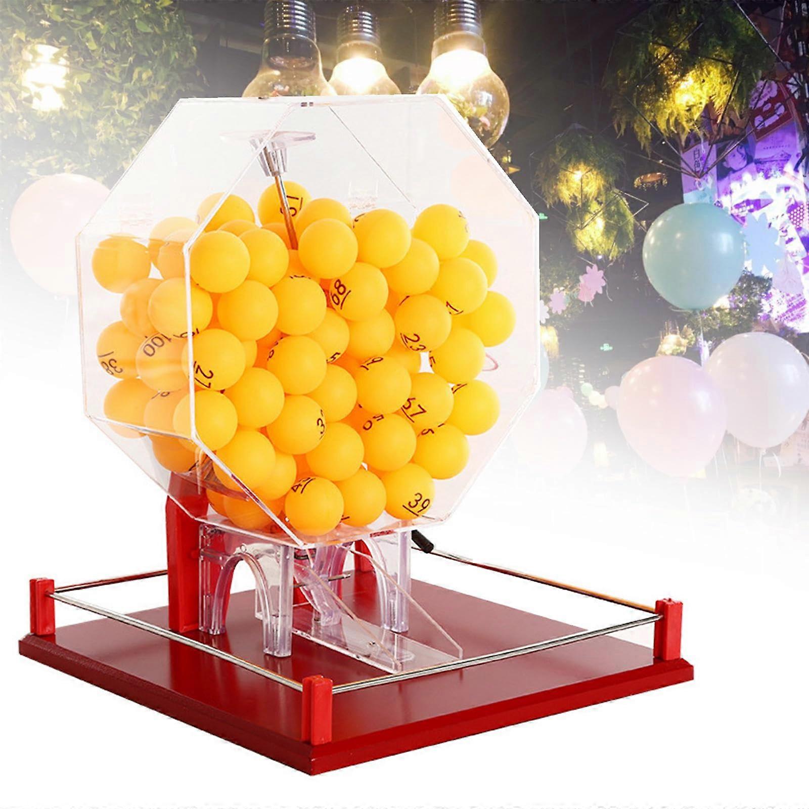 Hand Crank Lottery Drawing Machine, Bingo Cage, Rotating Raffle Ticket Box with 50/100 Piece Ball