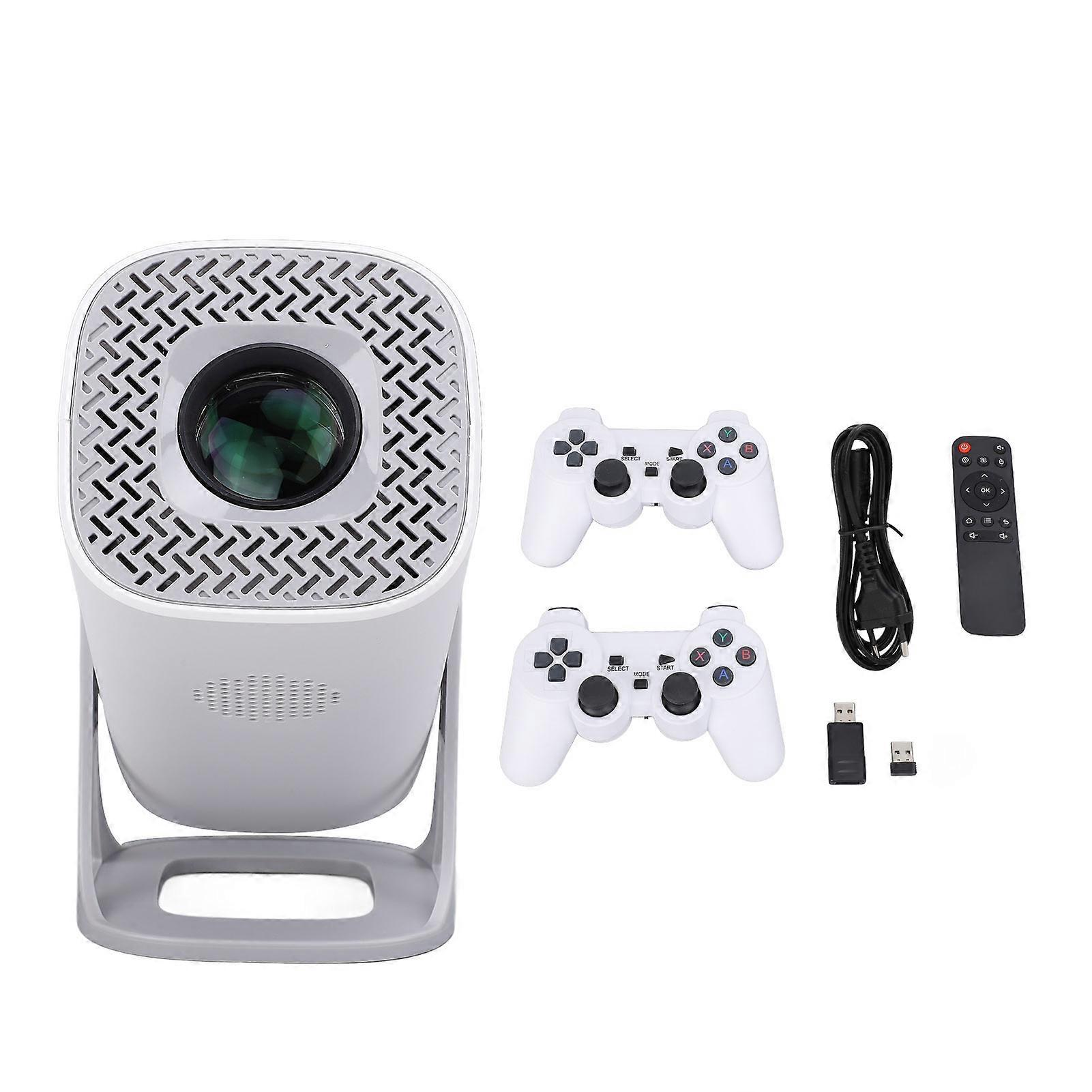 Portable 4K WiFi Bluetooth Projector with 180° Rotation, Game Controller, 64GB Storage