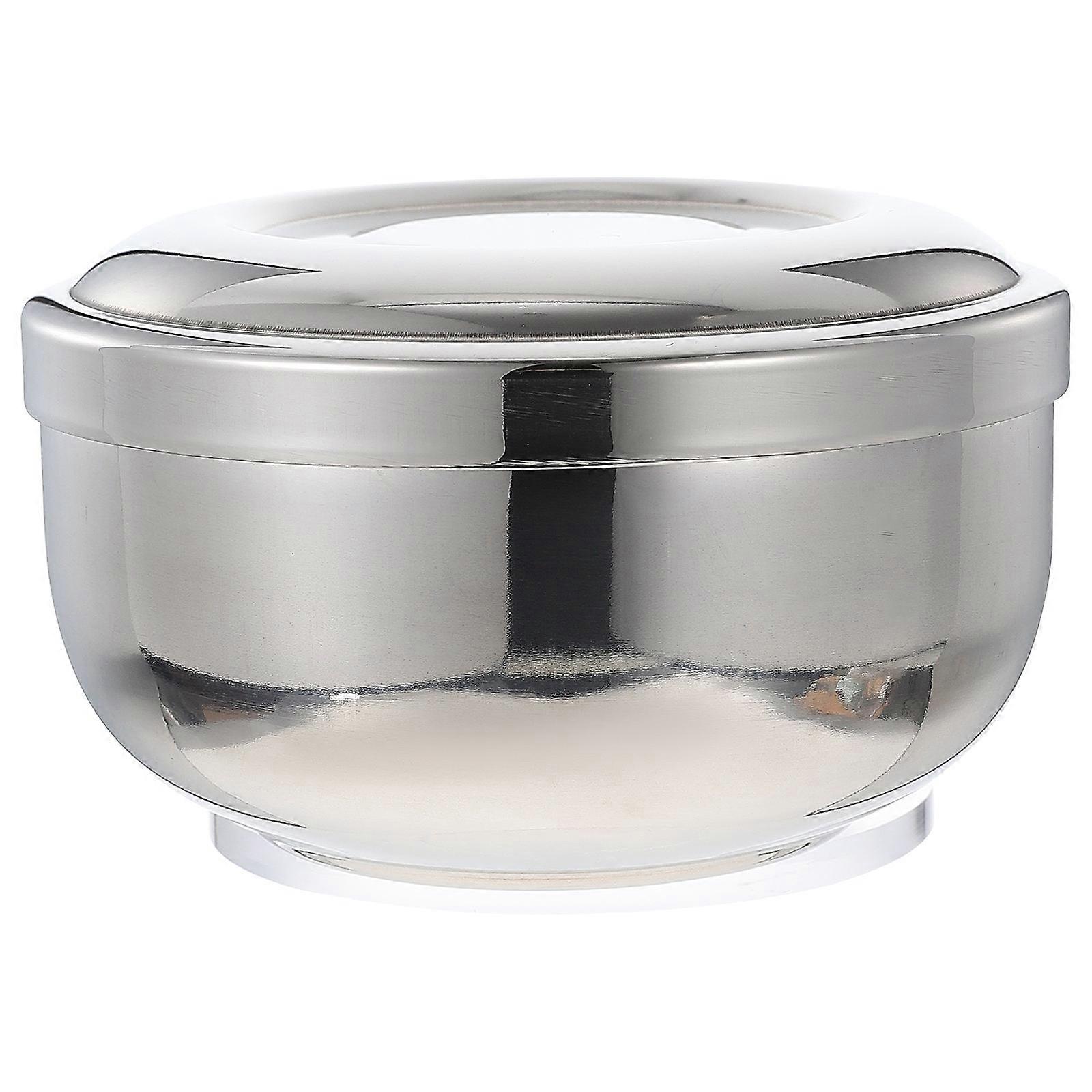 1pc Stainless Steel Men's Shaving Bubble Bowl with Lid Foaming Container