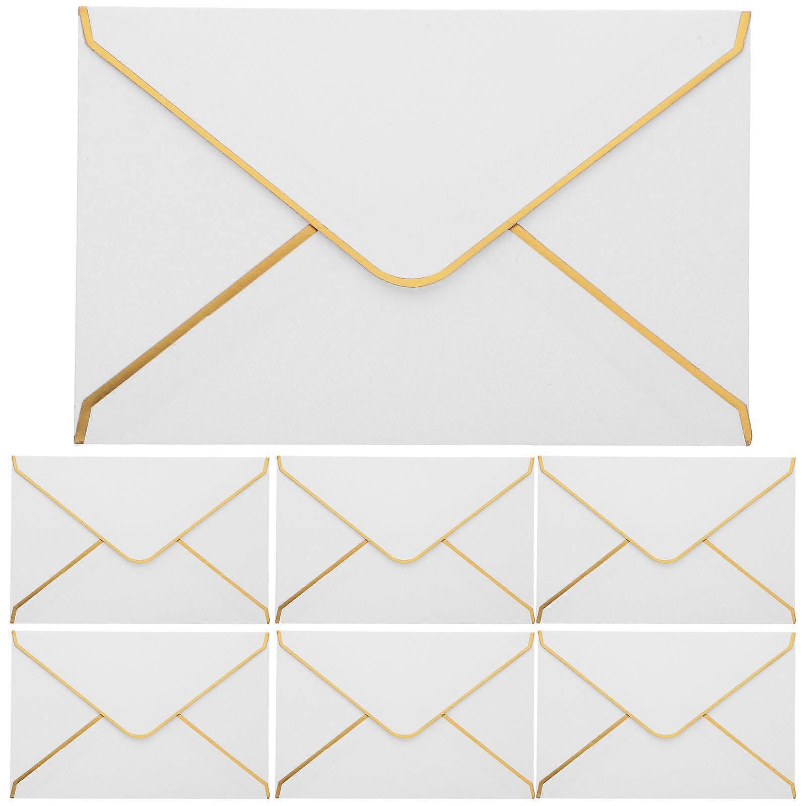 50pcs White Foil Edged Wedding Envelopes for Invitations, Greeting Cards & Thank You Notes – Elegant, Multi Use Design with Smooth Finish for