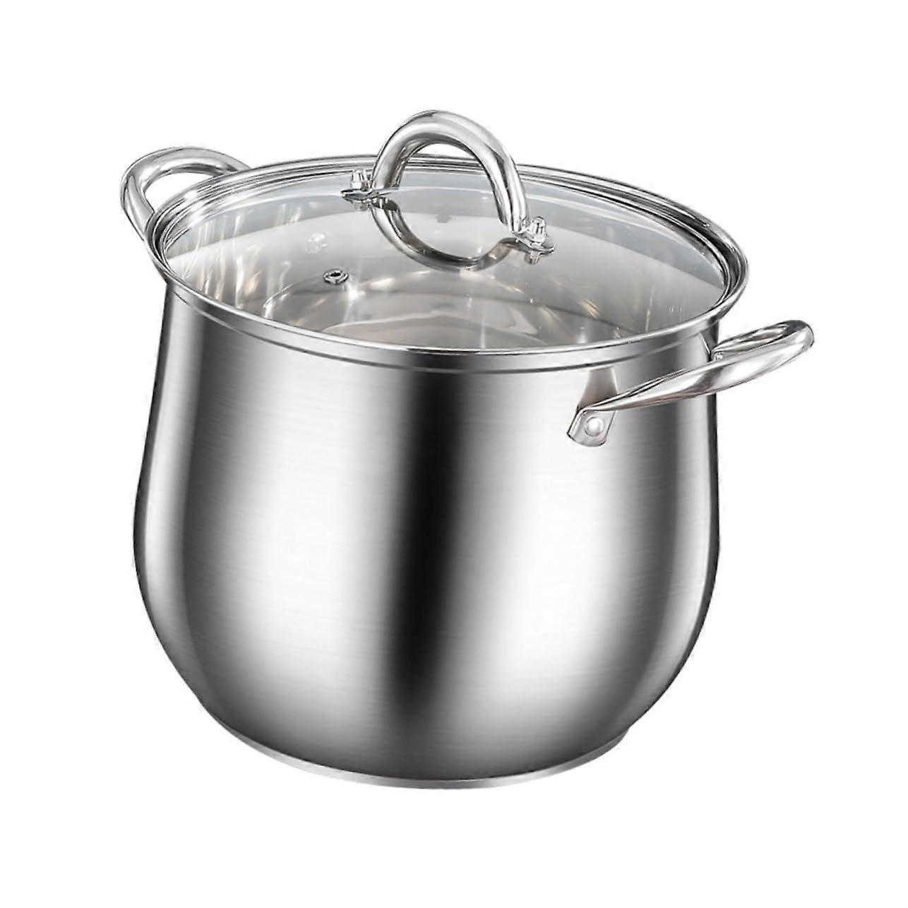 Covered Stock Pot Large Soup Pot for Soups and Stews, Double Handle, Durable for Family Meals and Parties, Even Heat Distribution, Overflow Design