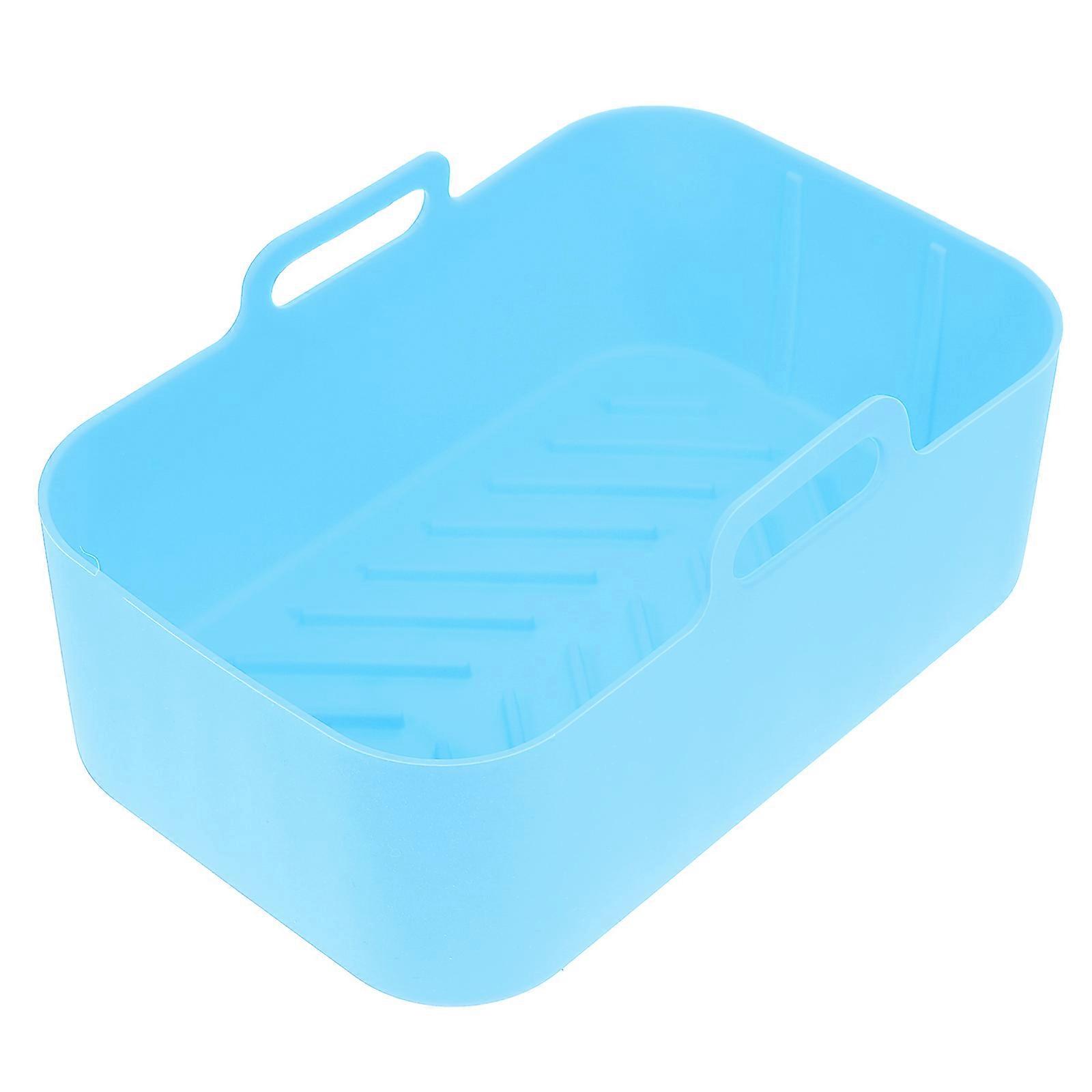 Air Fryer Silicone Liner Reusable Non Stick Baking Pan Accessory Compatible With Most Air Fryers Food Grade Safe Easy Cleaning Blue