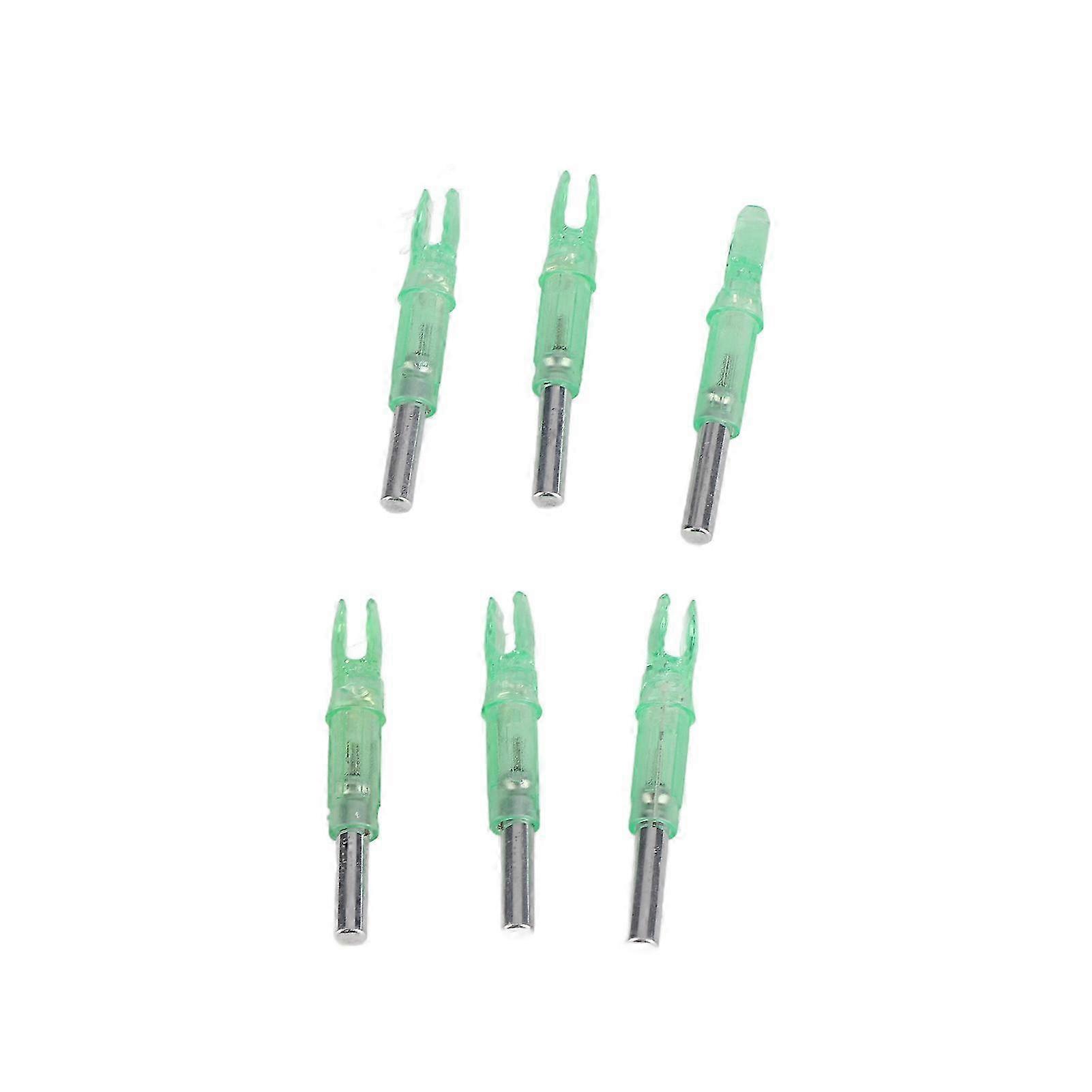 6 Pack of Waterproof LED Lighted Arrow Nocks - High Visibility Green 6.2mm Nocks for Archery Hunting with High Light Transmittance