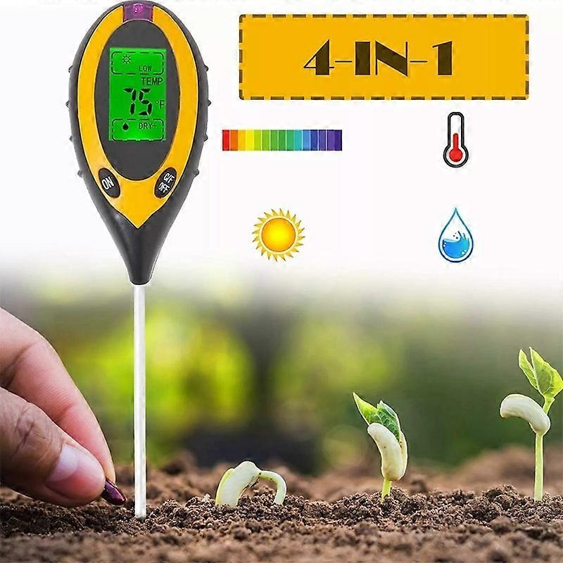 Soil PH Tester 4 in 1 PH Acidity Soil Moisture Tester Moisture Meter Plant Soil Tester Kit for Flowe