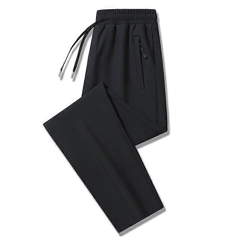 Spring And Autumn Nylon Stretch Business Casual Pants Pure Color Elastic Waist Draping Non-Ironing Anti-Wrinkle Loose Pants Men's Comfortable