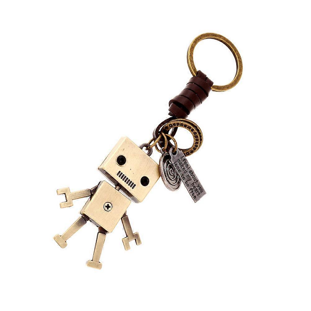 Robot Design Key Chain Cattlehide Alloy Bag Decor Everyday Use 1Pc