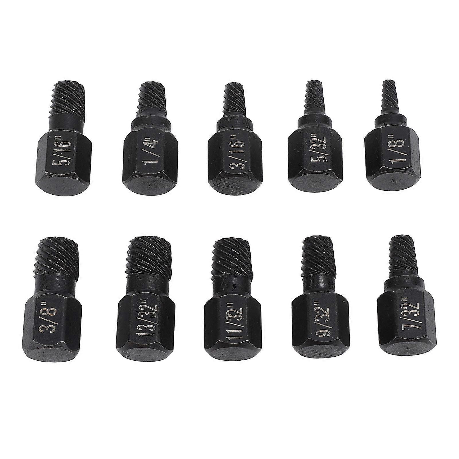 10Pcs Damaged Screw Extractor Set Cr V Steel 1/8in to 13/32in Hex Bolt Extractor for Telecommunications Automotive Mechanical Maintenance