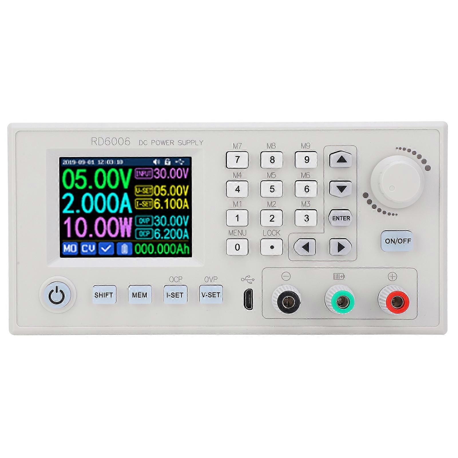 Alimentatore CC regolabile Display LCD da 2,4 pollici Adattatore per regolatore di tensione da 6-70 V a 0-60 VRD6006-W con modulo WiFi