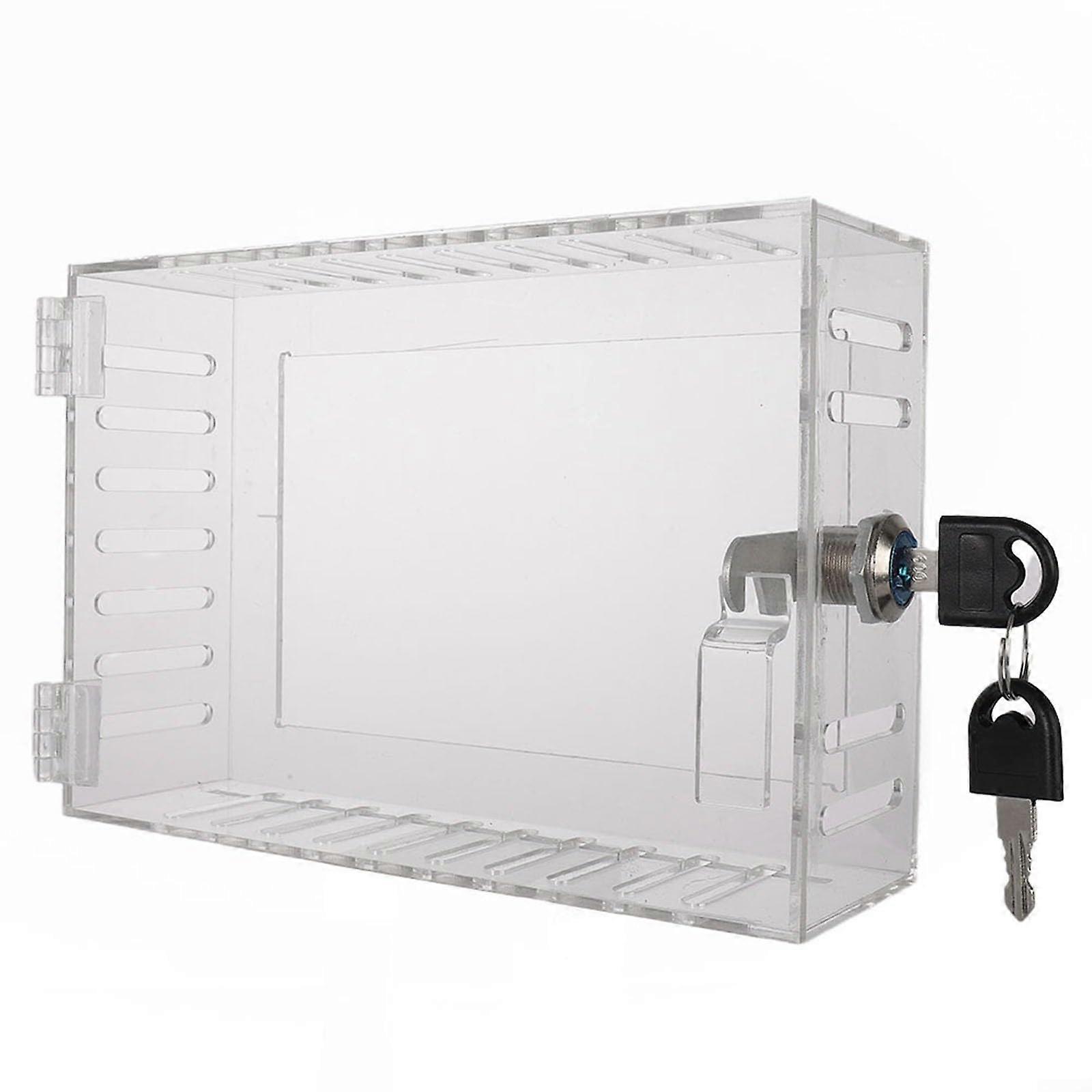 Transparent Thermostat Lock Box with Keys, 18.5x12x5.5 cm Acrylic Cover, Compatible with Most Thermostats for Home Office School