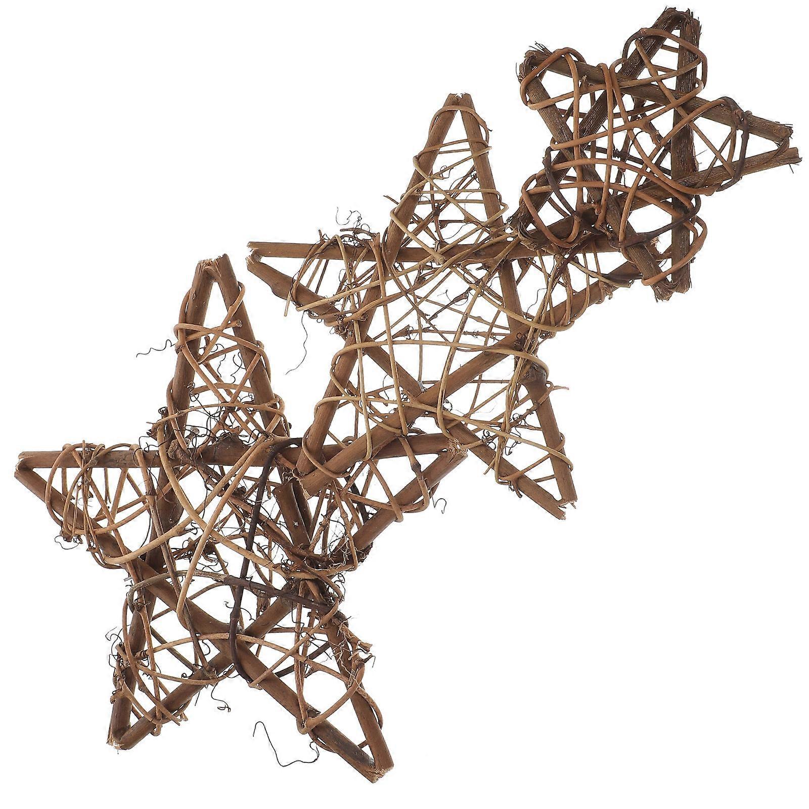3pcs DIY Star Rattan Wreath Handmade Vine Branch Rings for Crafts, Home, Party, Holiday Decor – Natural Versatile Indoor Outdoor Decoration