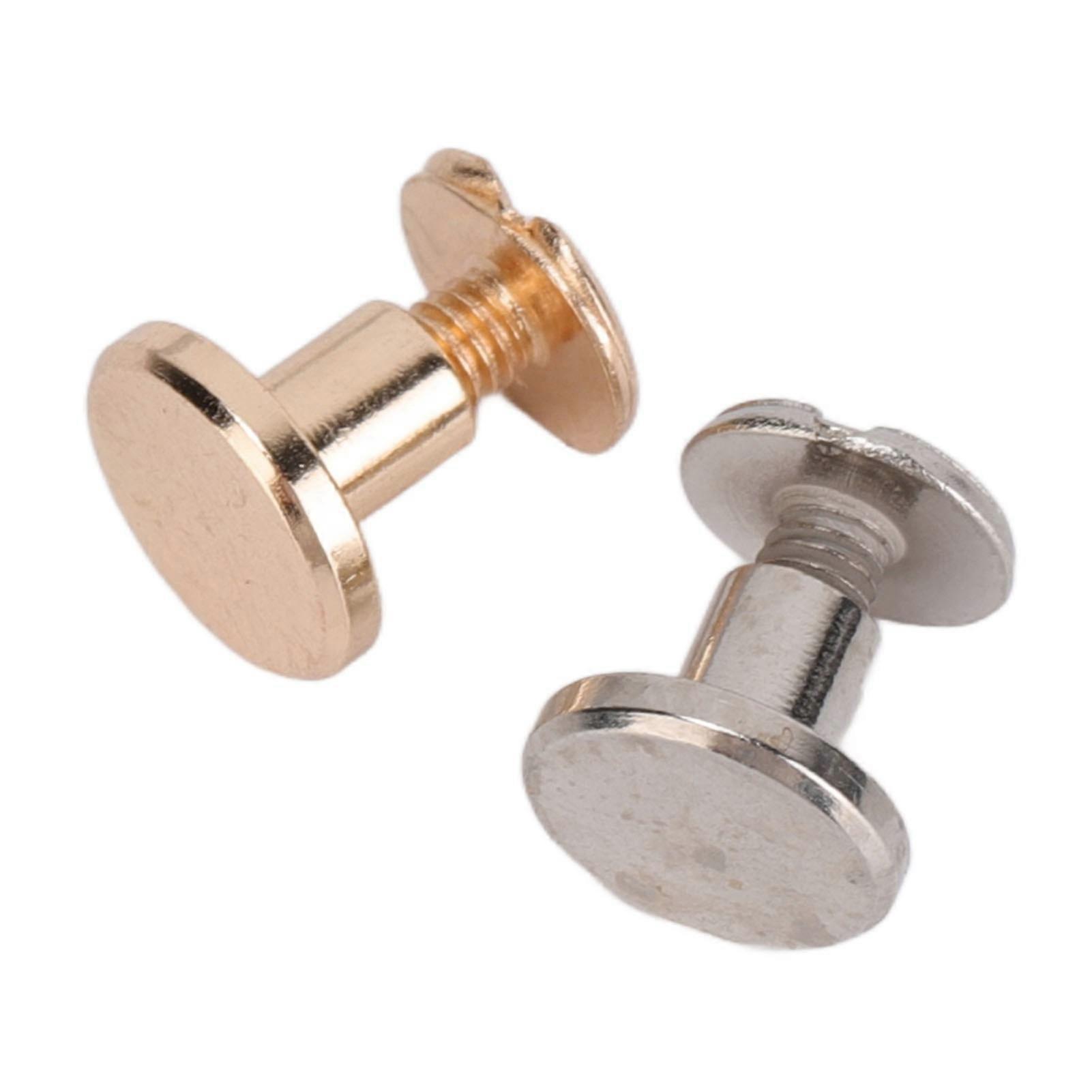 200 Set Chicago Screws Gold and Silver Color 0.4x0.3in Brass Surface Plated Leather Rivets for Bookbinding Leather