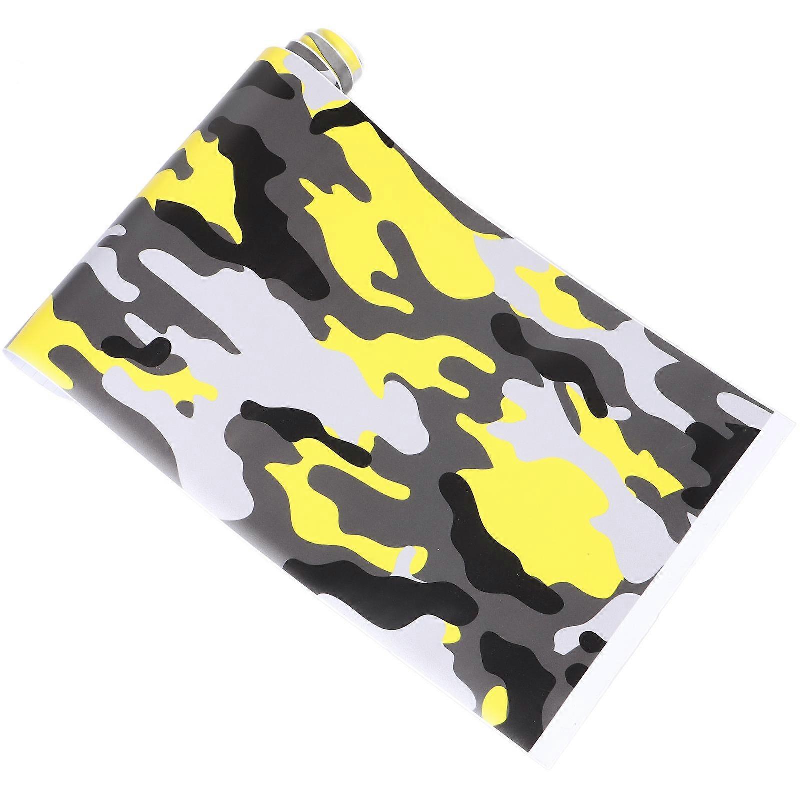 Yellow Camo Car Wrap PVC Decoration for Vehicle Styling 152x30cm