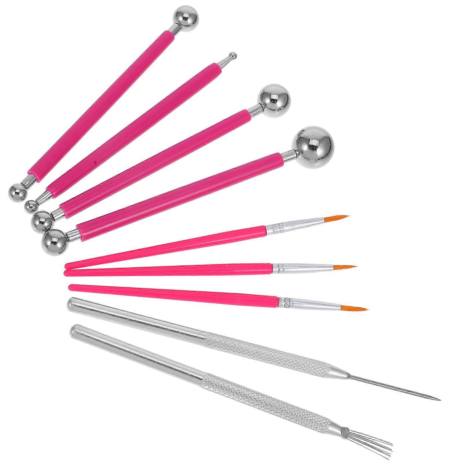 Ceramic Dotting Tools Set with Stainless Steel Tools for DIY Pottery Clay Modeling and Embossing 9Pcs