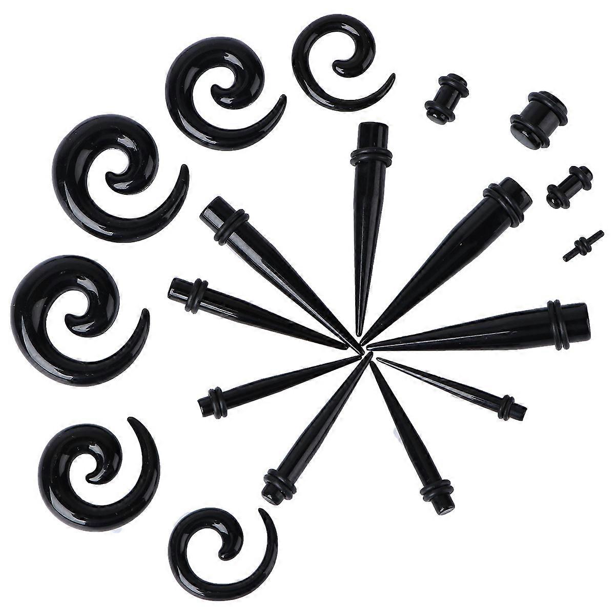 Silicone Ear Tunnel Plugs Set – 54pcs Lightweight Flexible Auricle Stretching Tools for Comfortable, Durable, and Safe Ear Accessories – Black