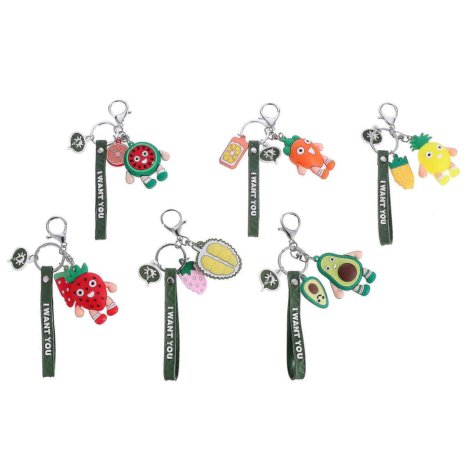 Soft Peel Banana Pendant Keyring for Daily Use Assorted Color 6Pcs