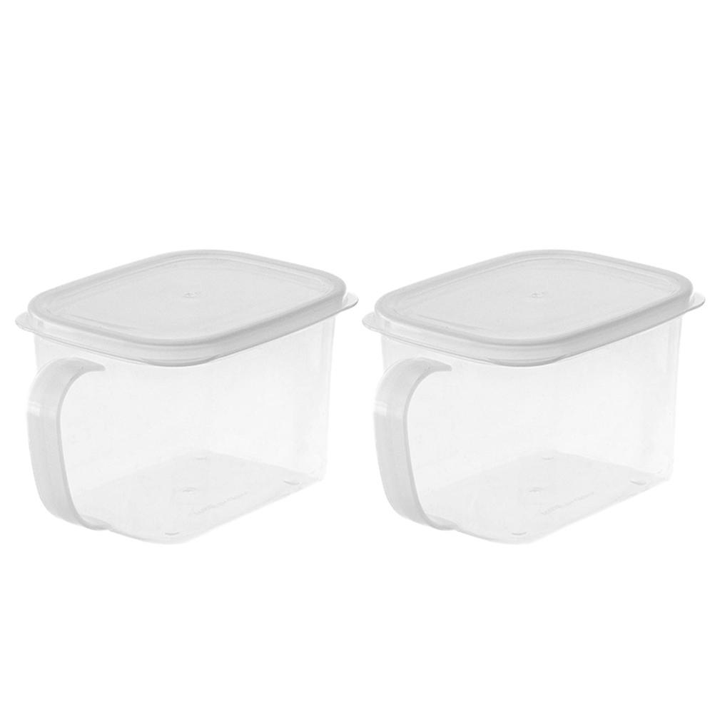 2pcs Transparent Cereal Storage Can with Lid Flexible Handle for Kitchen Use