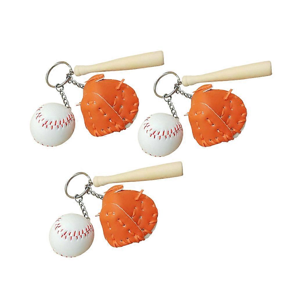 スポーツテーマキーリング野球スタイルキーホルダーカジュアル使用と余暇レザー3セット