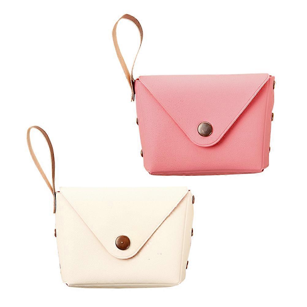Candy Color Coin Purse with Handle for Storage Made of Durable PU 8x4x6.5cm