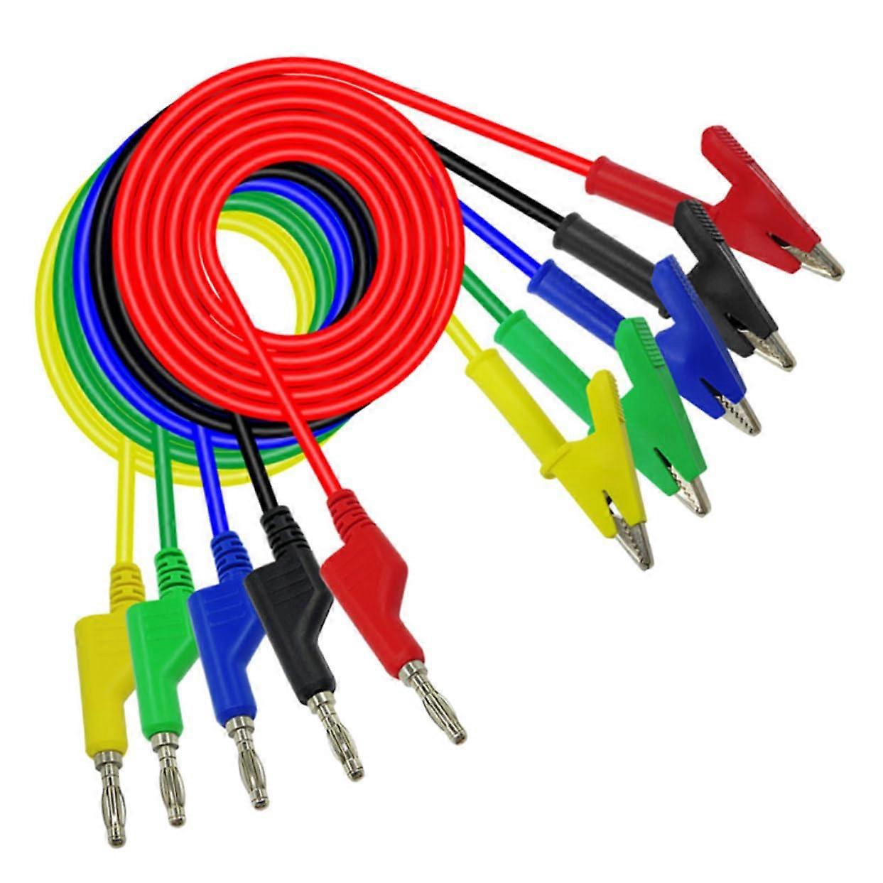 5 x Crocodile Clips with Wires Part Banana Plug to Crocodile Clips Insulated Test Cable for Multimeter for Electrical Testing Device Tests