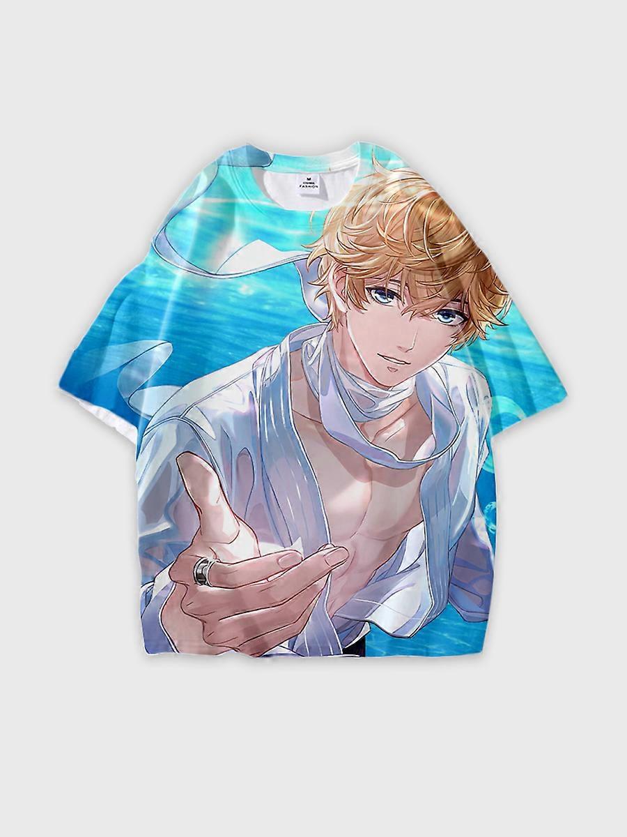 T-shirt round neck Role Pattern loose short sleeve E729