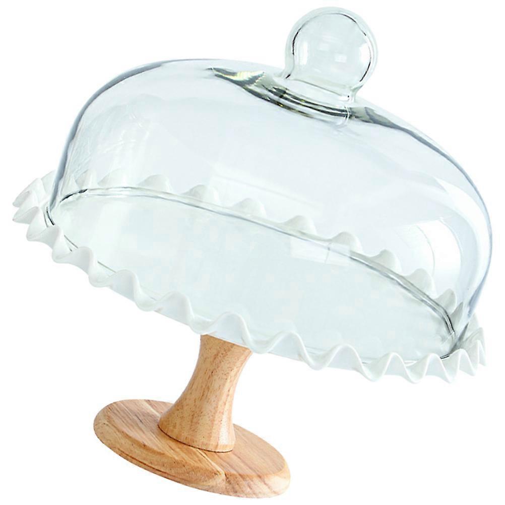 Wave Edge Cake Plates with Covers Afternoon Tea Party Wear Resistance 24.00X20.00X20.00cm 1Set