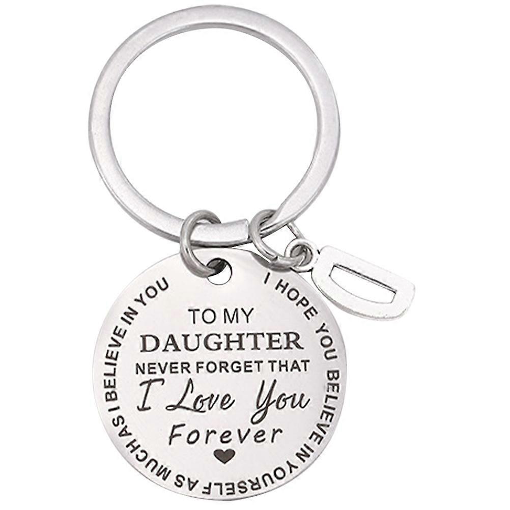 Daughter Keyring From Mom Keychain Gift Stainless Steel Simple Style Inspirational Message Graduation Present 6x3cm Silver 1Pack