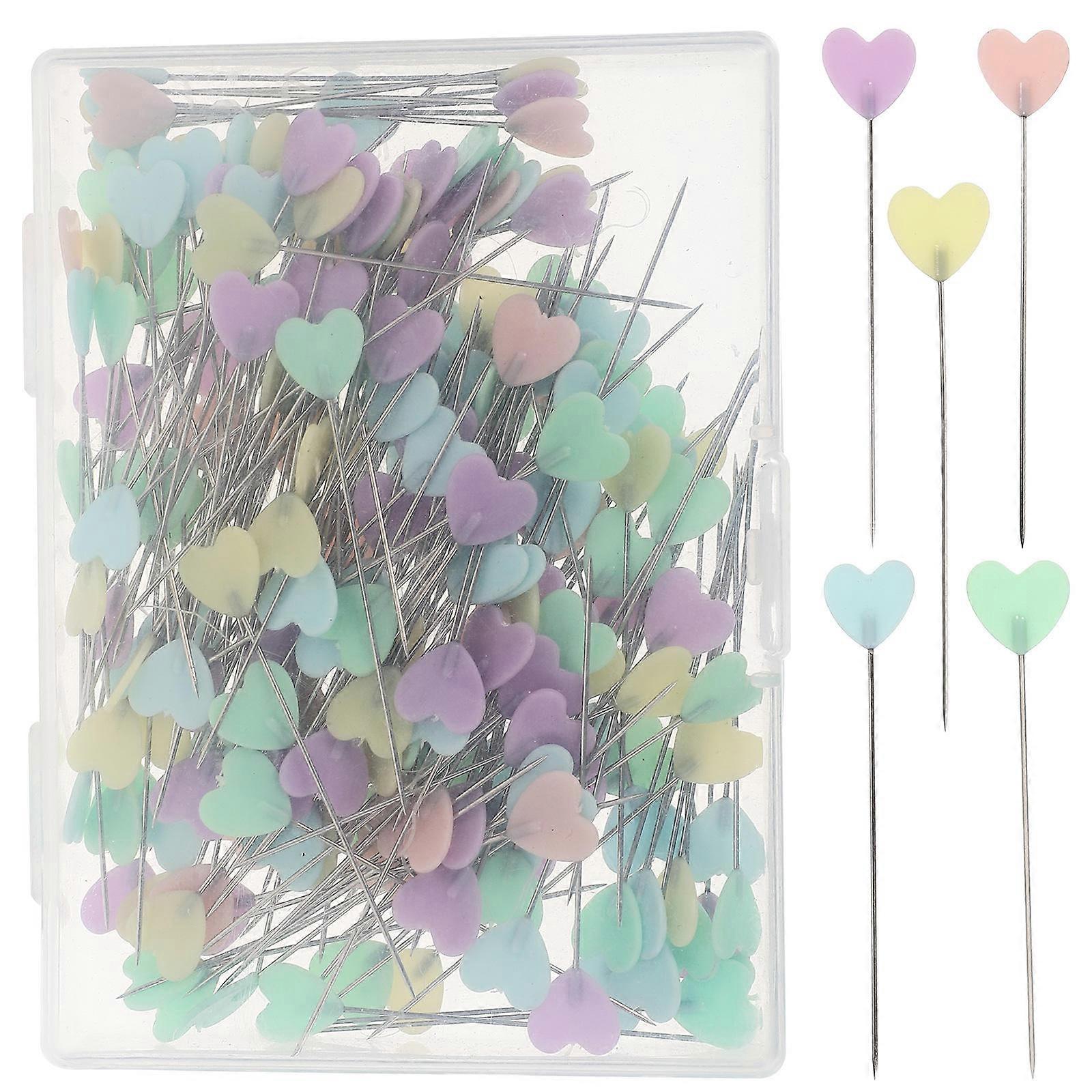 200Pcs Heart Head Sewing Pins Straight Location Pins for DIY Projects