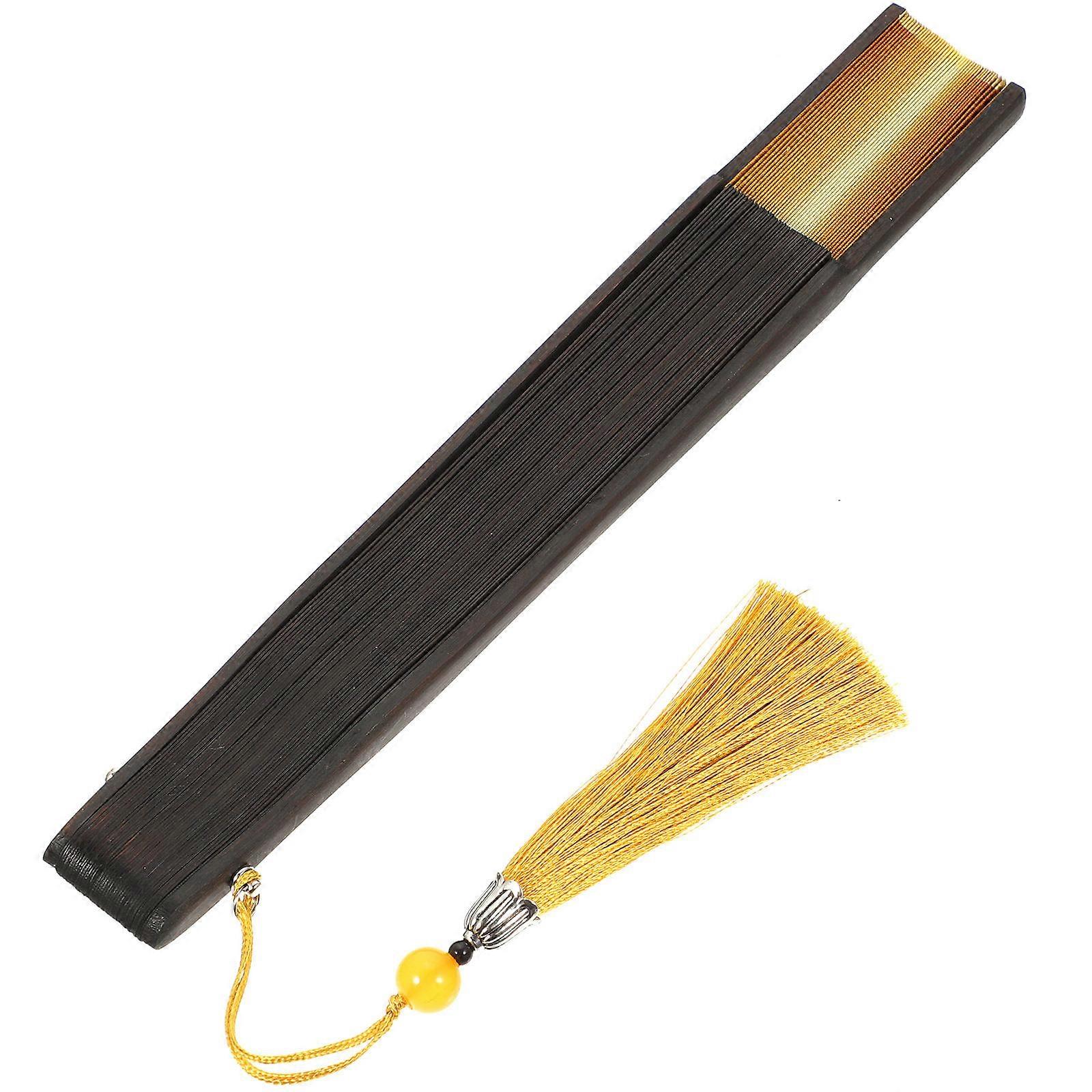 Vintage Chinese Style Folding Hand Fan with Tassel for Dancing 1pc