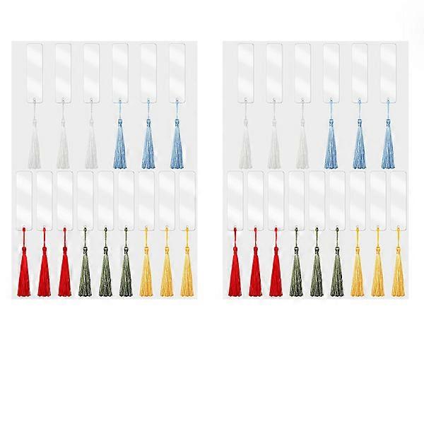 30-pack transparent acrylic bookmarks, 12 x 3.2 cm, blank DIY bookmarks with colorful