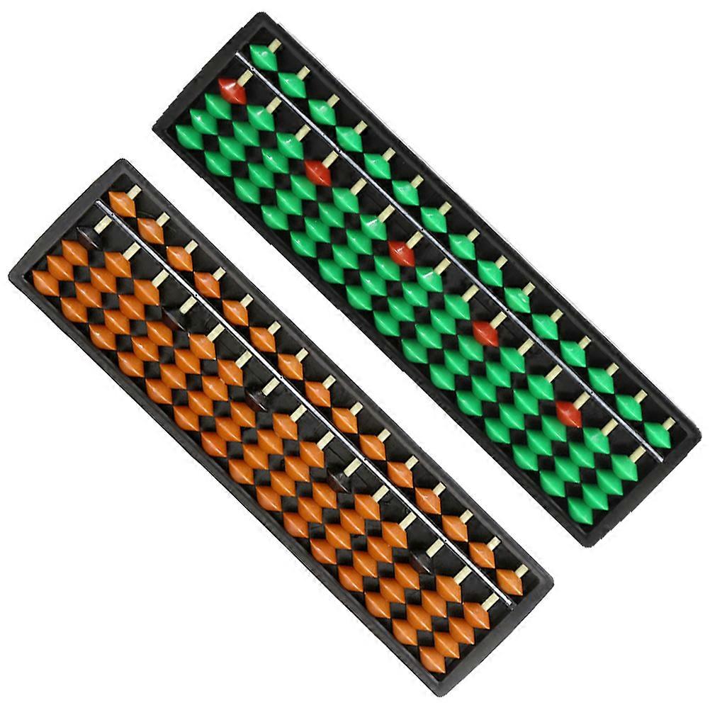 The **"2pcs Portable Small Abacus Row Brown Green Traditional Arithmetic Bead Counting Tool"** is a compact and practical educational tool designed