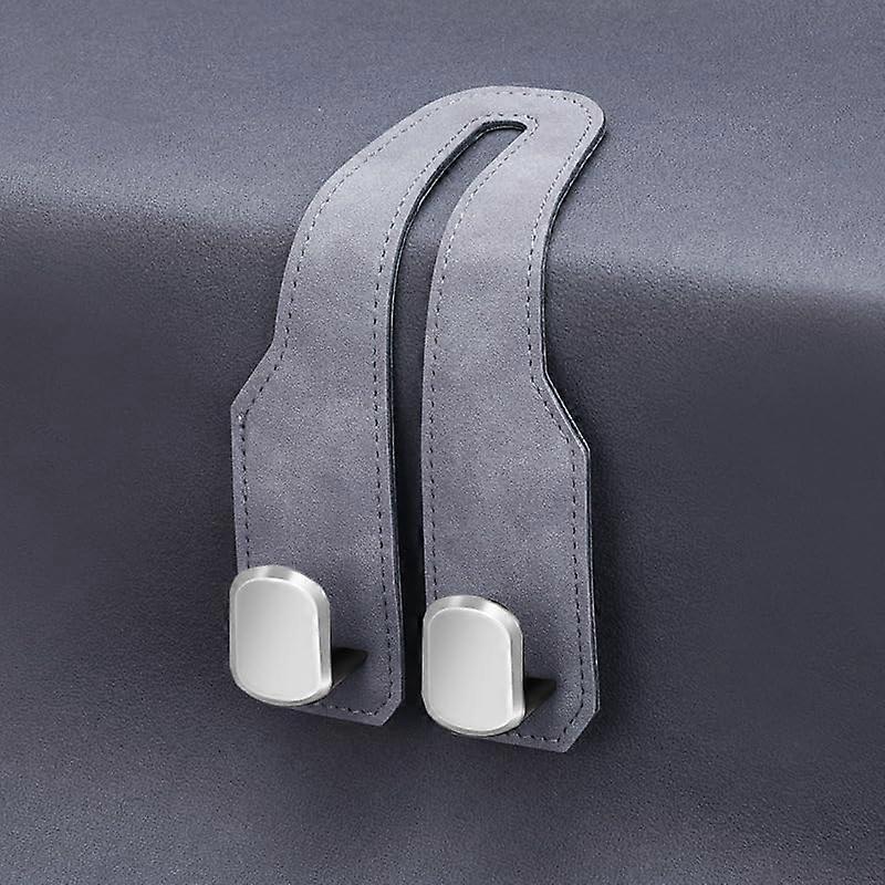 Car Hook Set of 2, Grey Car Seat Back Storage Hooks, Double Headrest Hooks for Handbags and Umbrellas, Durable Car Accessories