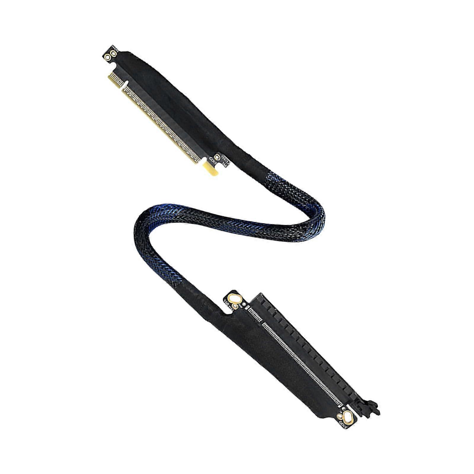 PCIe 5.0 X16 GPU Extension Cable, 180Degree Design, Braided Sleeve Protection, Bandwidth, 64 GB for Improved Airflow, RightAngle Exit