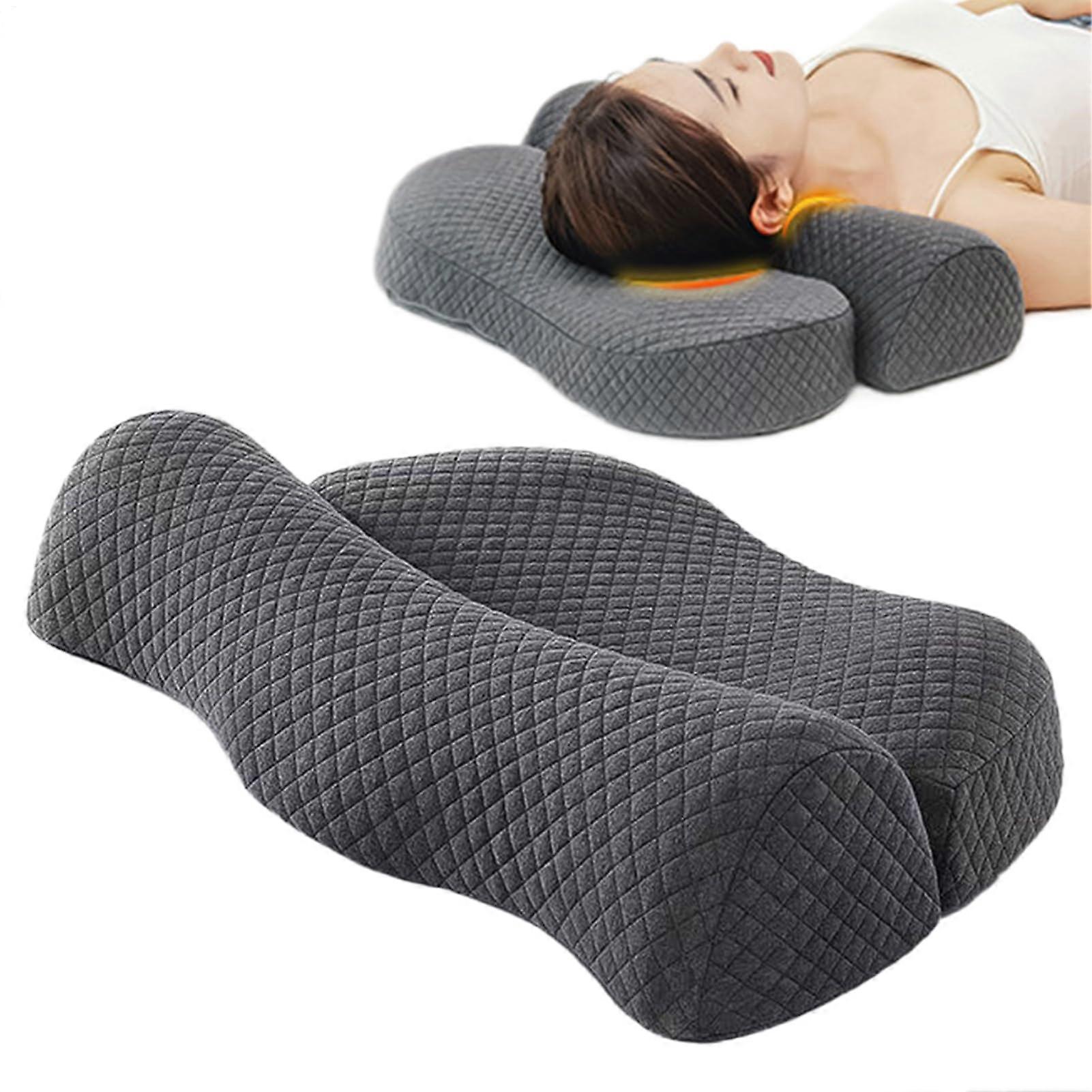 Nackenstützkissen - Ergonomic Memory Foam Pillow for Side Sleepers, Cooling Feature, Grey Color for Home, Travel, and Work