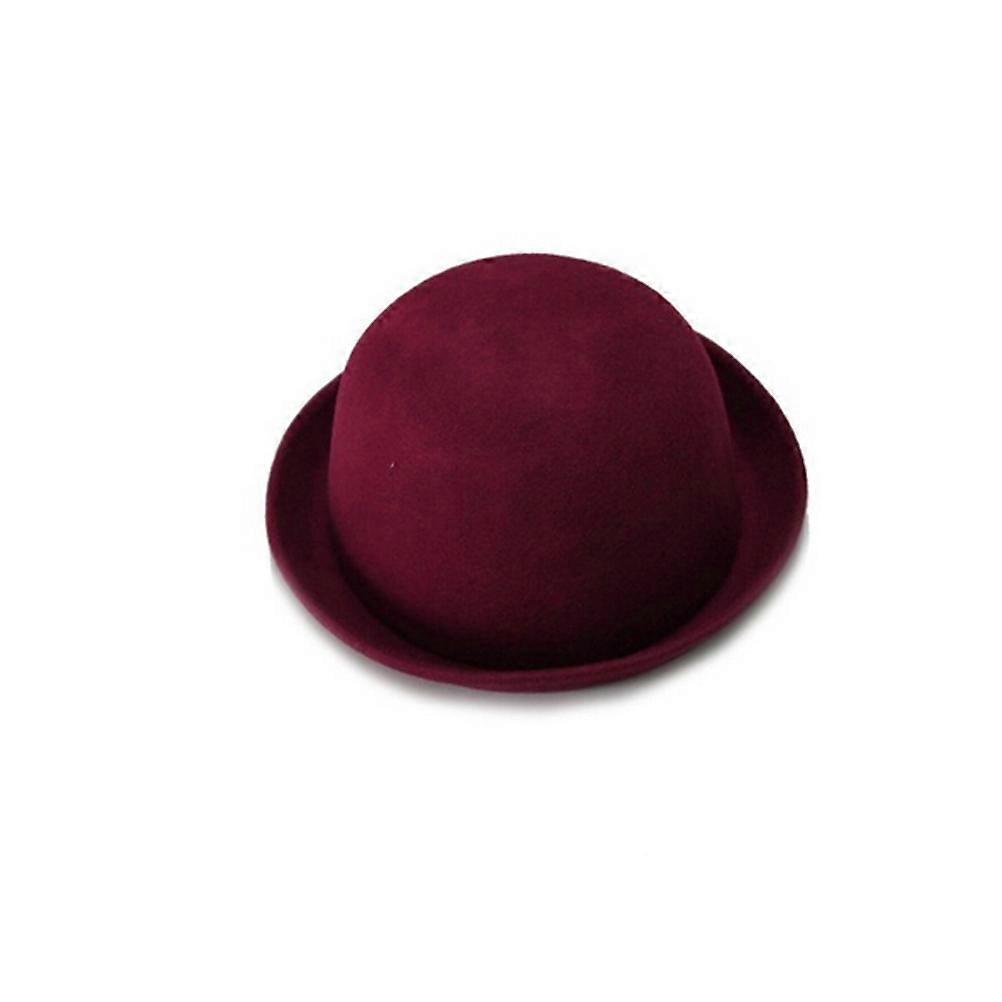 Wool Dome Hat for Ladies with Roll Up Brim, Soft Breathable Material, Wine Red, Stylish and Comfortable Fashion Accessory for Fall