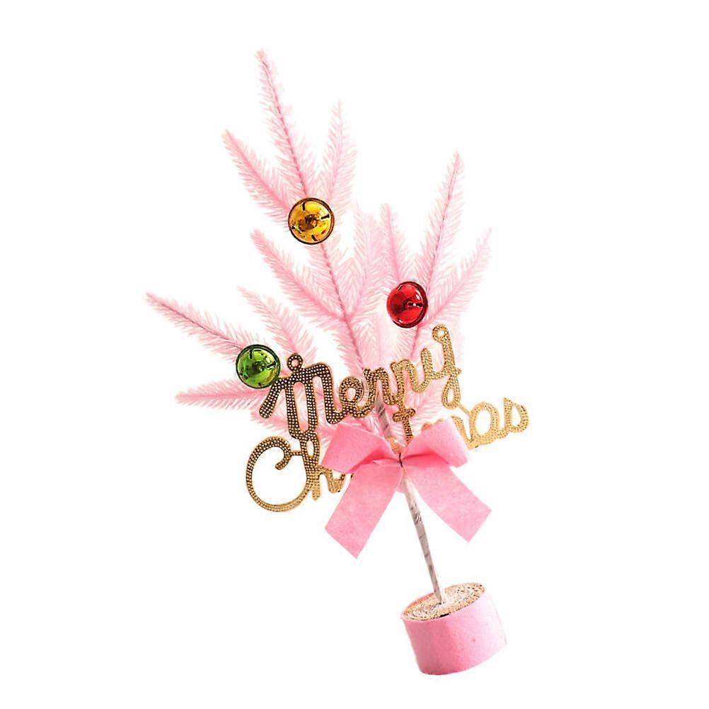Pet Malzemeden Yapılmış Pembe Renkte Noel Partisinde Süsleme İçin Mini Noel Ağacı Dekorasyonu 1 Adet