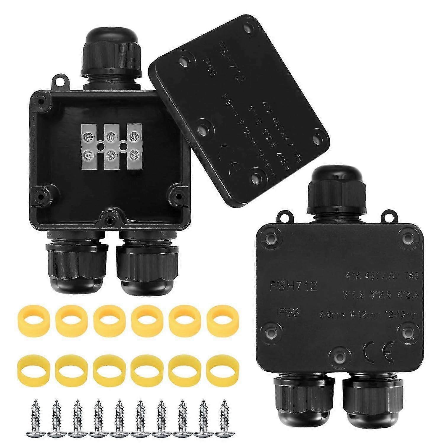 IP68 Waterproof Junction Box - Outdoor 4-Way Cable Connector Housing for 4mm-12mm Cable Connections - Durable & Secure Design