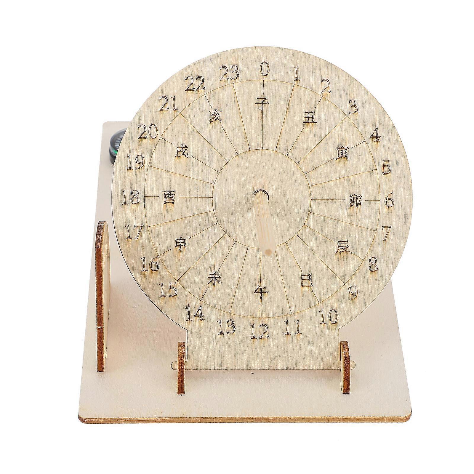 DIY Sundial Clock Model for Decoration Khaki Plastic Educational Toy Kids Assembly Toy 1 Set