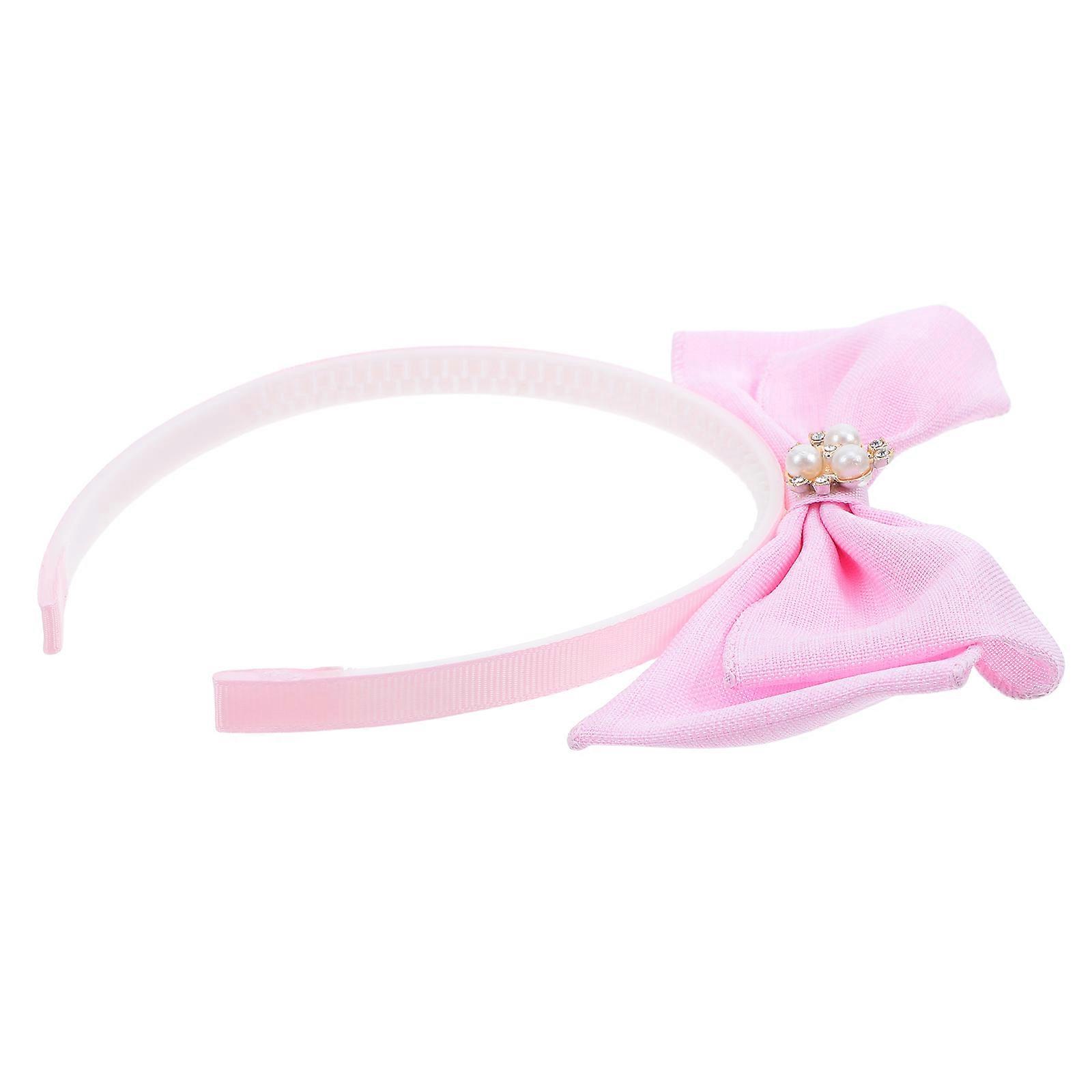 Cute Bowknot Headband For Young Girls Perfect For School Events And Everyday Wear Available In Stylish Pink Color And Soft Material 1Pack