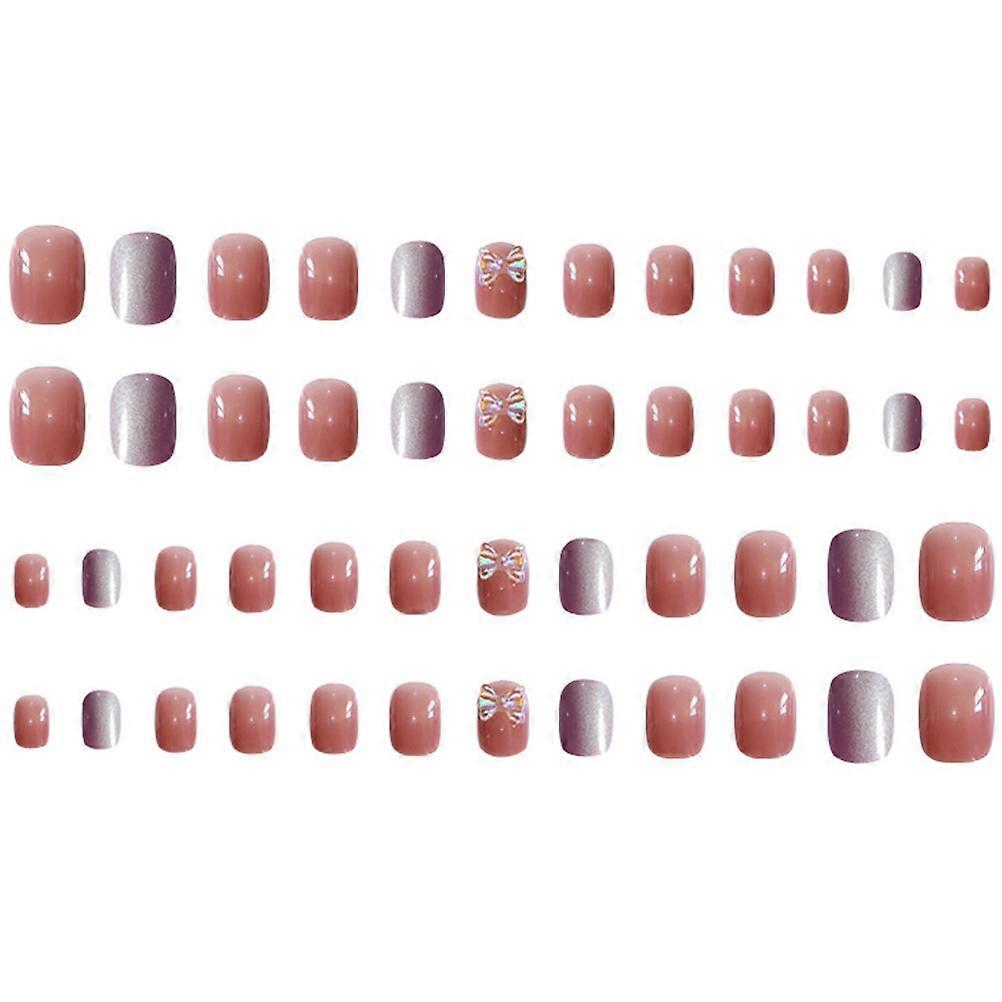 Stick On Bow Nails 2 Boxes Artificial Fake Nails Simple Design Party Occasion Water-resistant Application