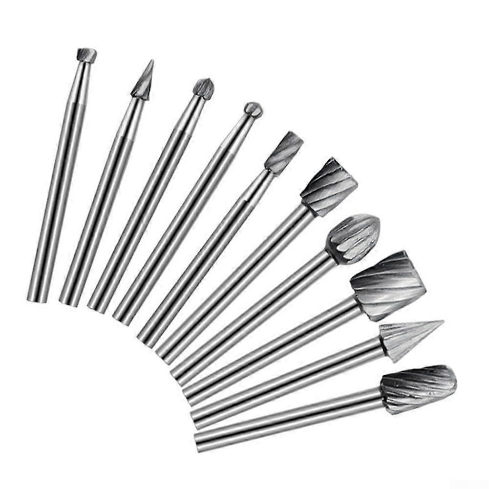 HSS Rotary Files Set of 10 for Woodworking, Chamfering and Slotting Work