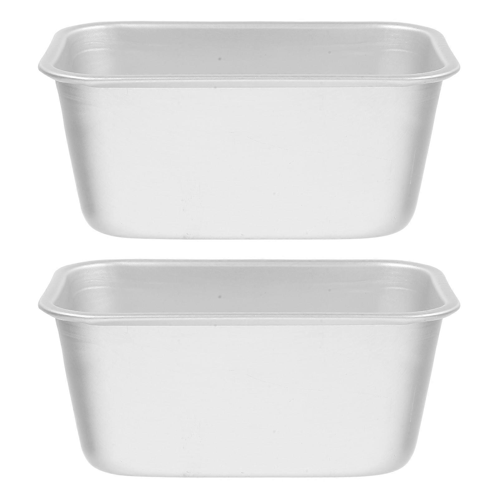 Rectangle Cake Mold for Baking Made from Aluminum Alloy Silver Color Even Heat Distribution Versatile Design 2 Pcs