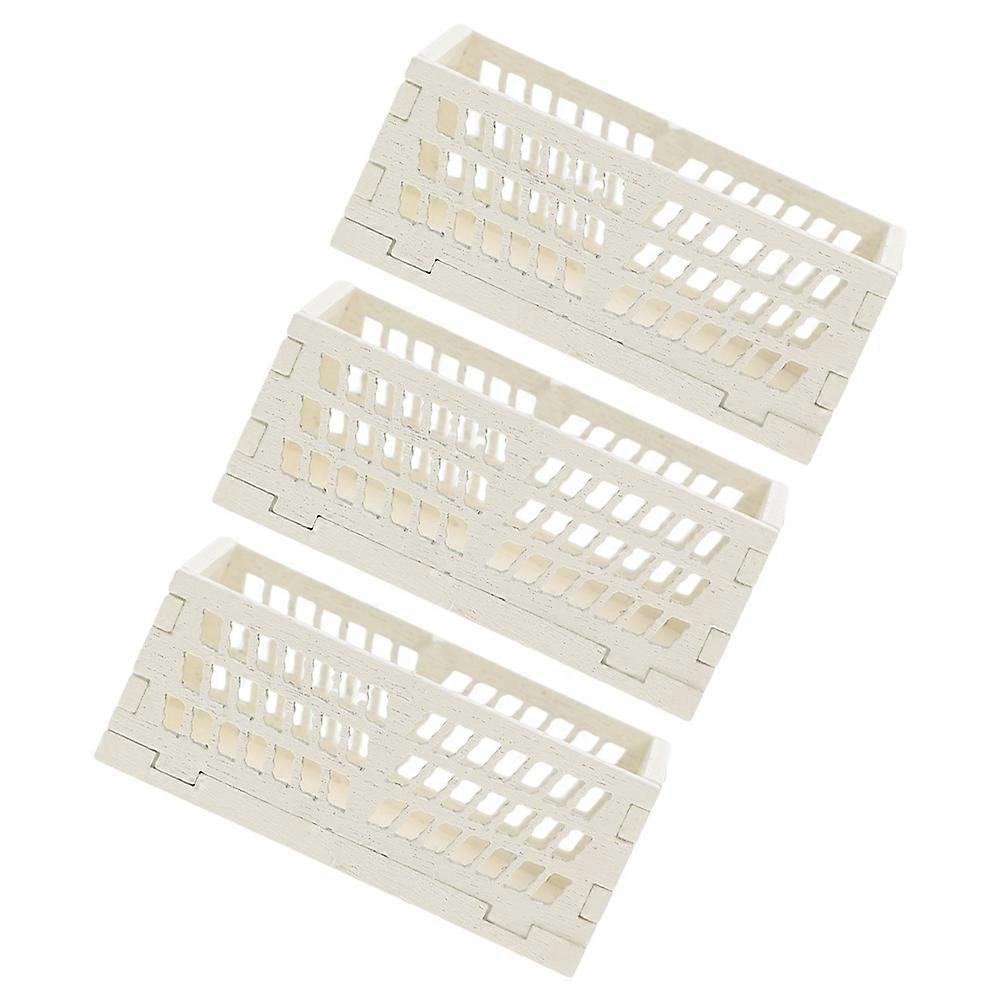 Beige Miniature Wooden Basket for Dollhouse Craft and Storage 3pcs Small Baskets with Craftsmanship