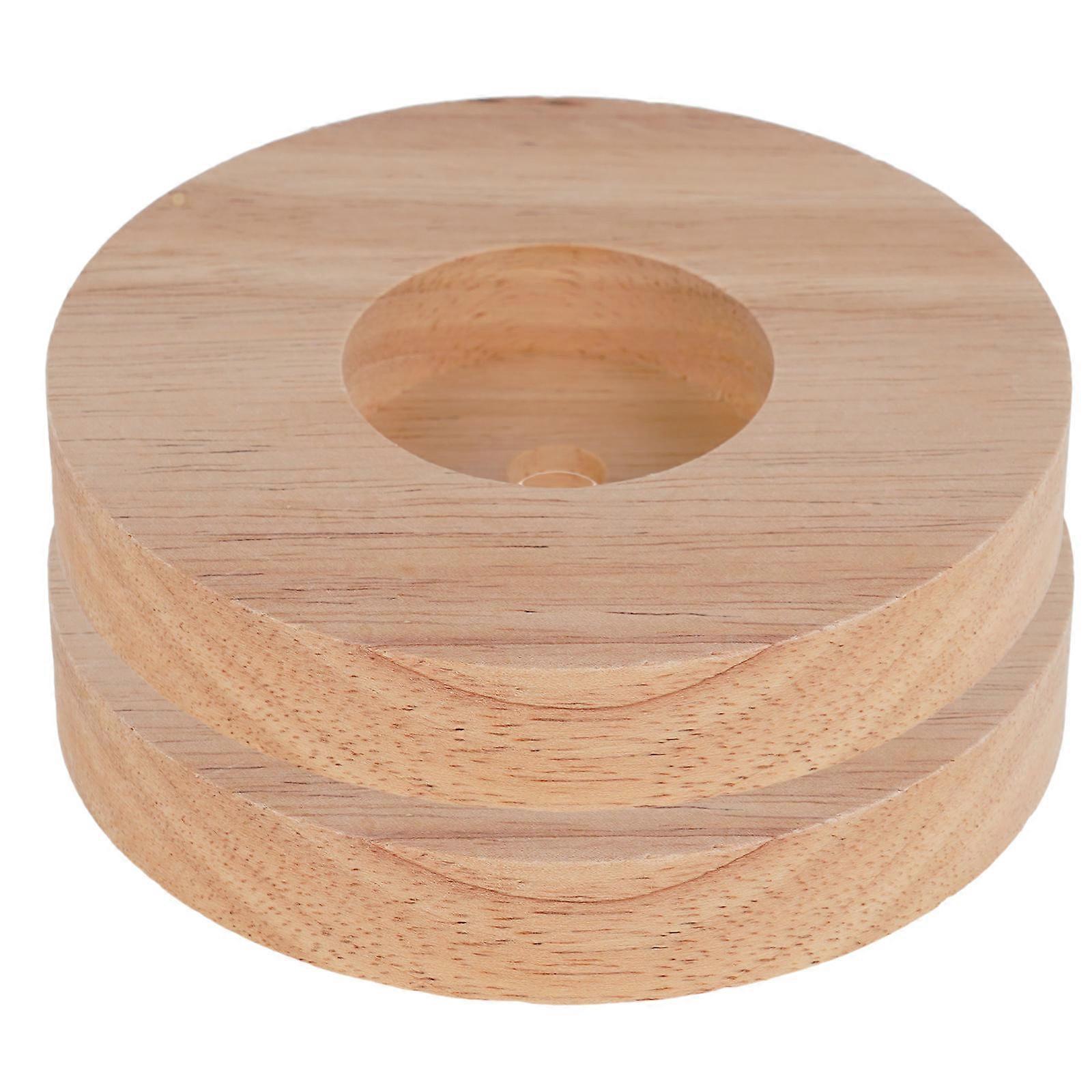 Wooden Table Lamp Base 2pcs Round Solid Wood Display Stand for DIY Crafting Home Decor Bedroom Living Room Office Use