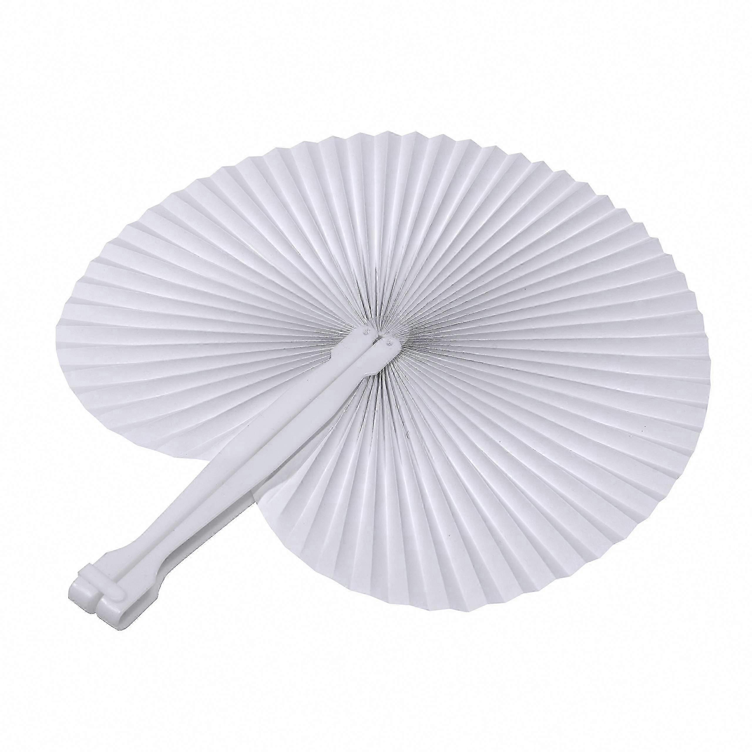 24 Pack Folding Paper Fans Handheld With Plastic Handle