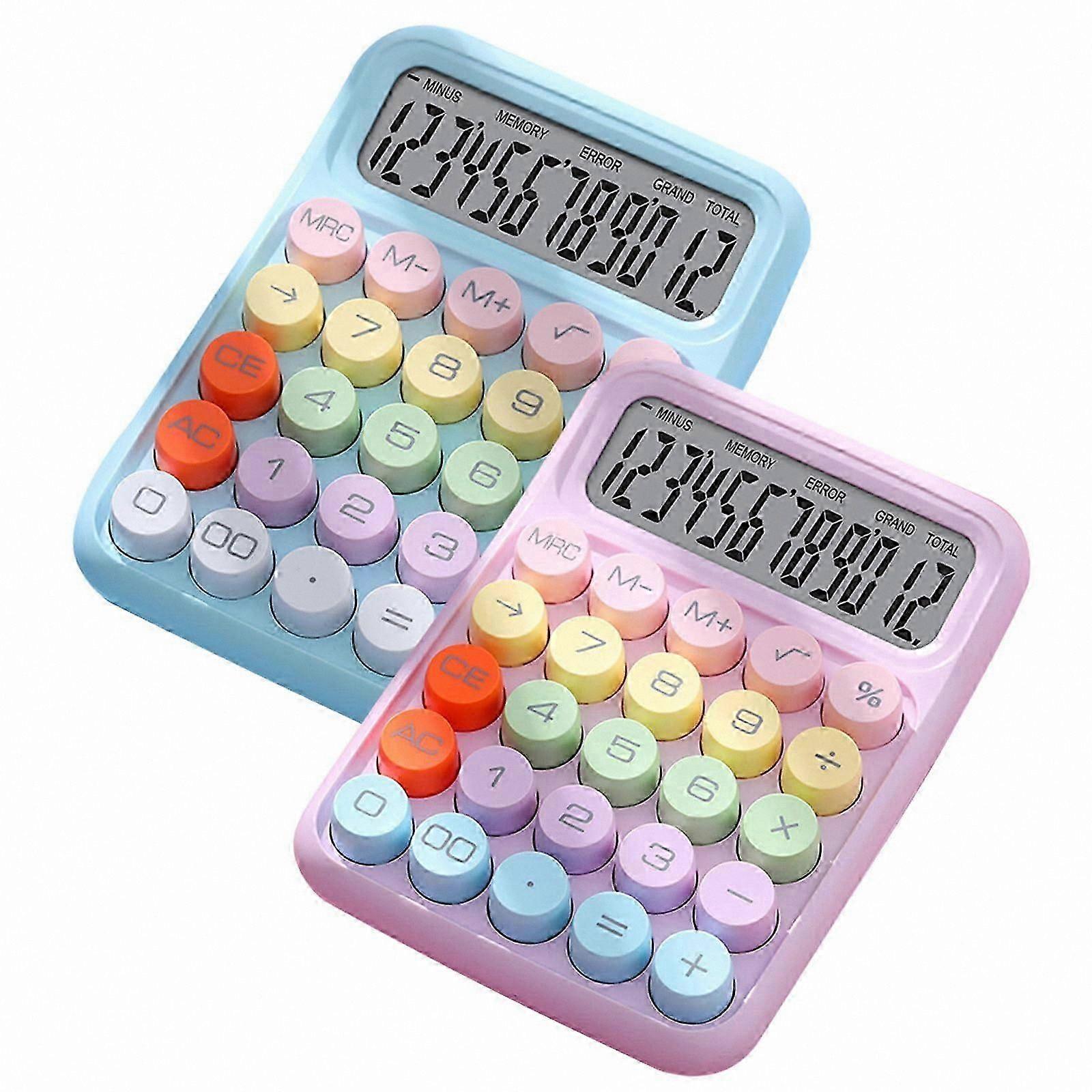 12-Digit Display Calculator 2 Pack, Standard Function Desktop Calculator with Large Keys and Colorful Design (Blue & Purple)