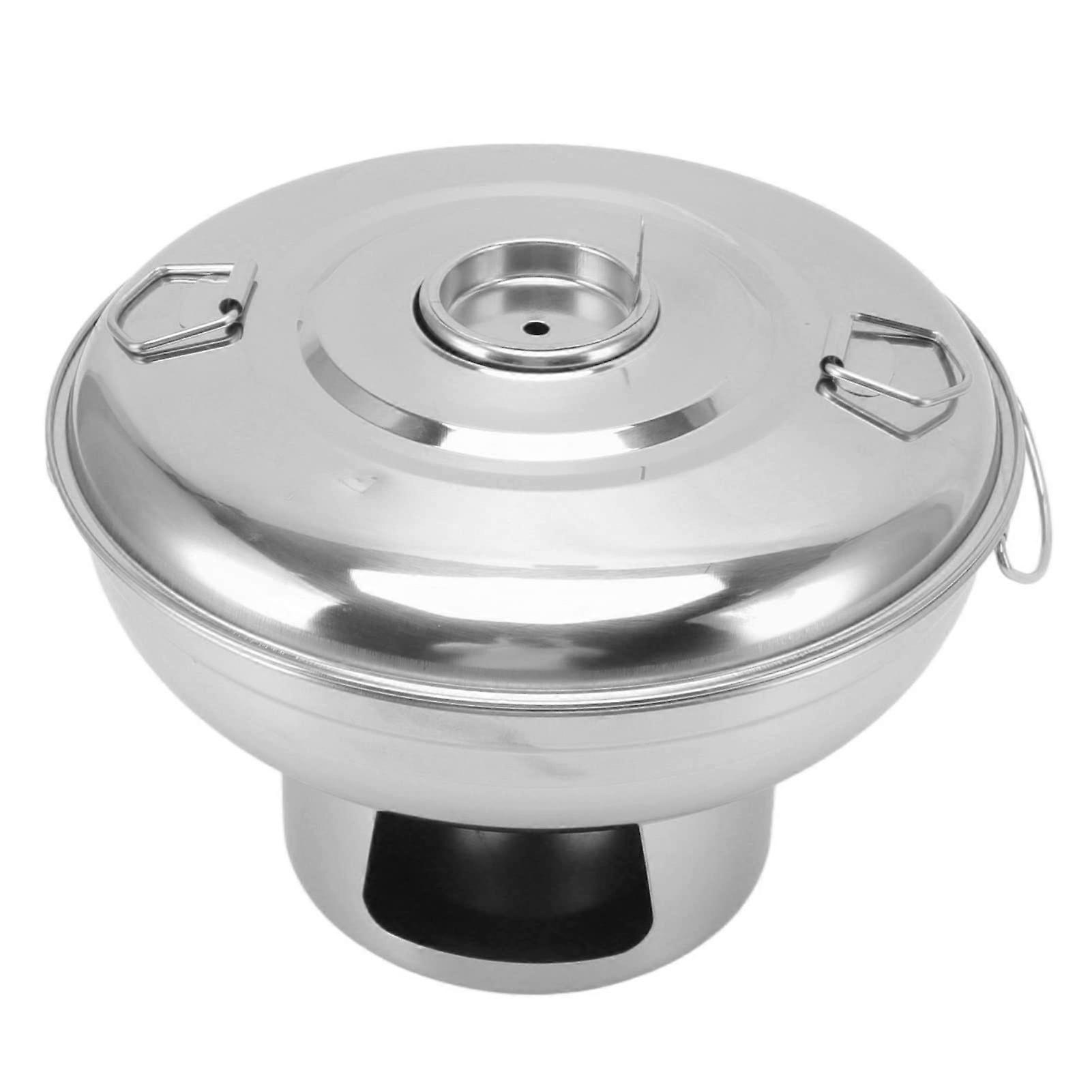 Portable Stainless Steel Charcoal Hot Pot Small Dry Ice Pot for Tea Party for One Person (Silver)