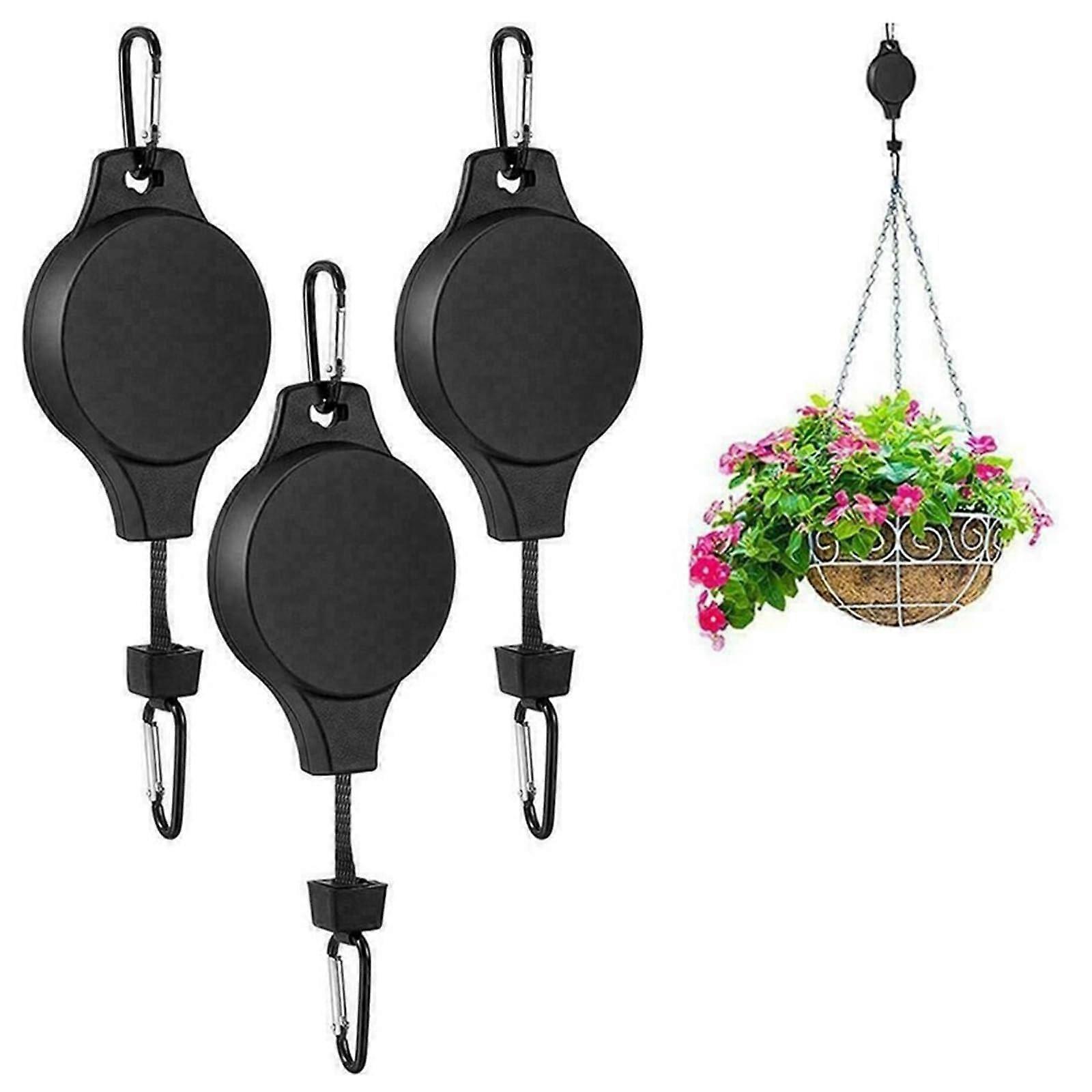 Retractable Plant Hanger, Roller Plant Hook For Hanging Plants, Heavy Duty, Automatic Locking, Adjustable Hook