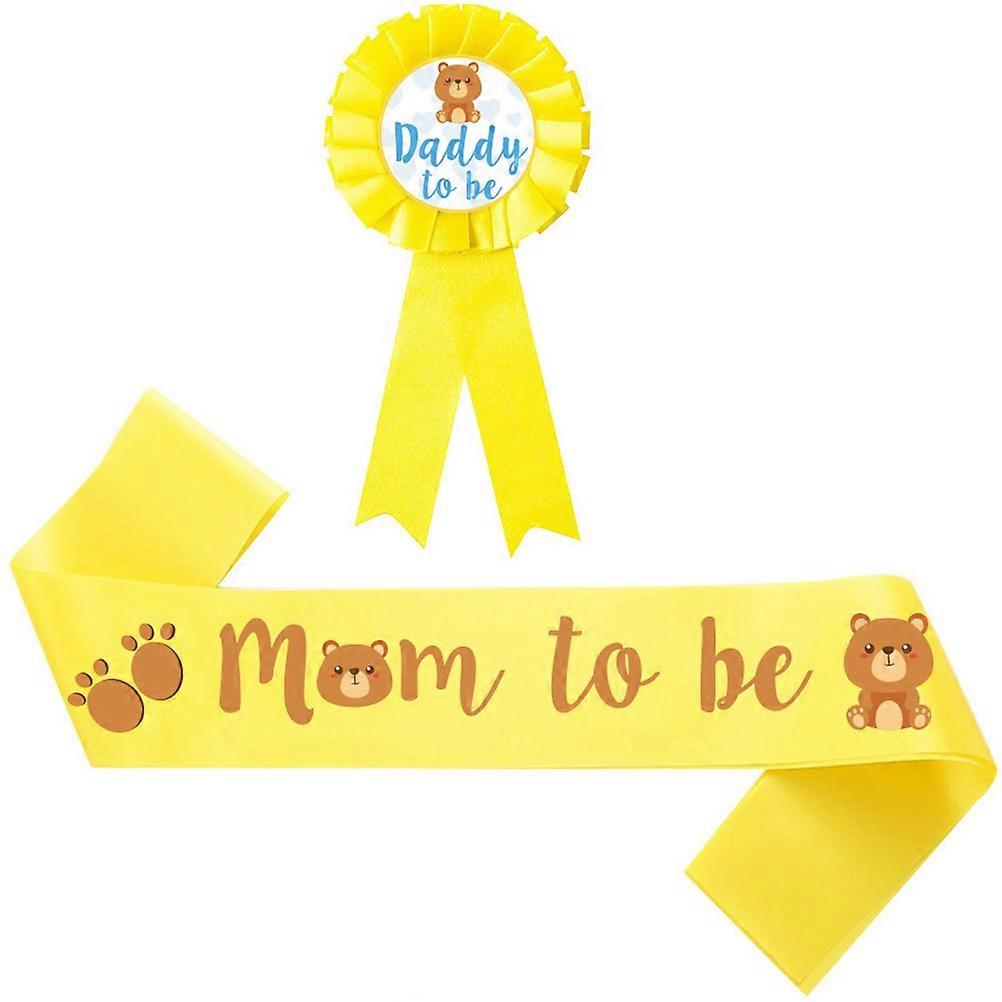 Shower Sash with Dad Pin – Fun Party Props for Baby Showers, Boy or Girl Celebrations – 2pcs Set for Memorable Moments
