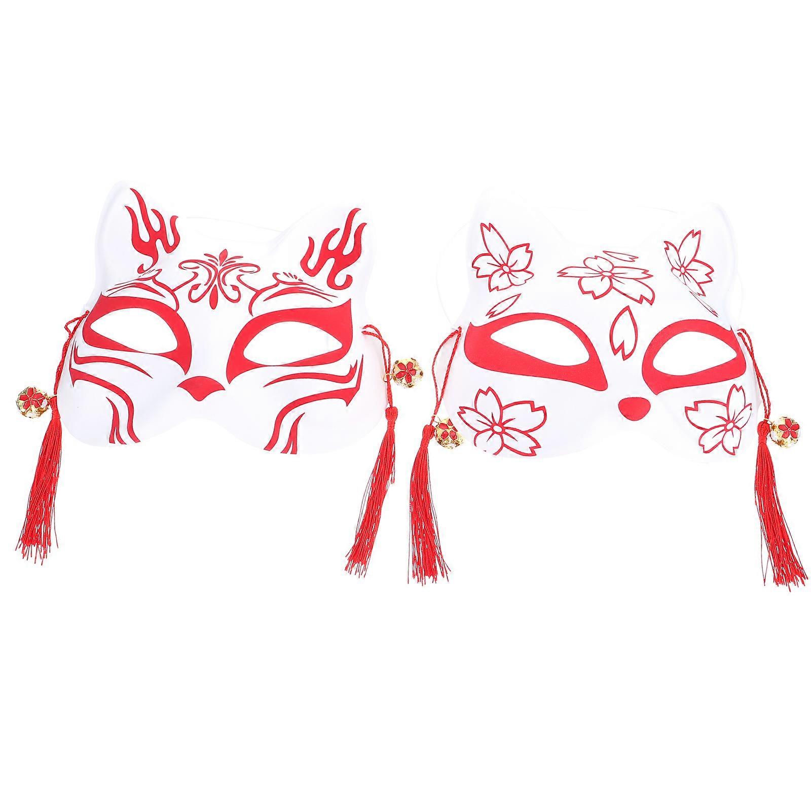 Decorative Foxes Mask 2Pcs Half Face Costume Prop for Festive Party Celebrations Red Color