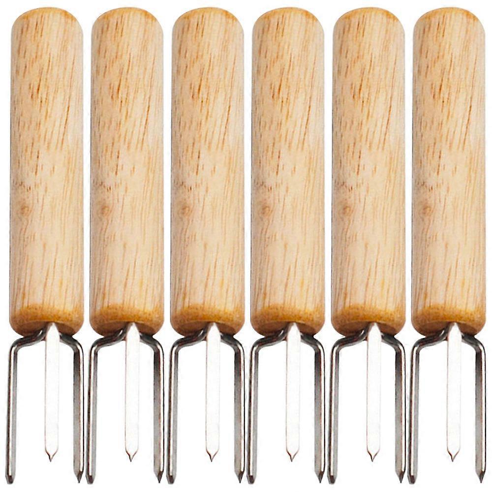 6Pcs Stainless Steel Corn Skewers Multi Function Corn Forks Professional BBQ Forks BBQ Accessory
